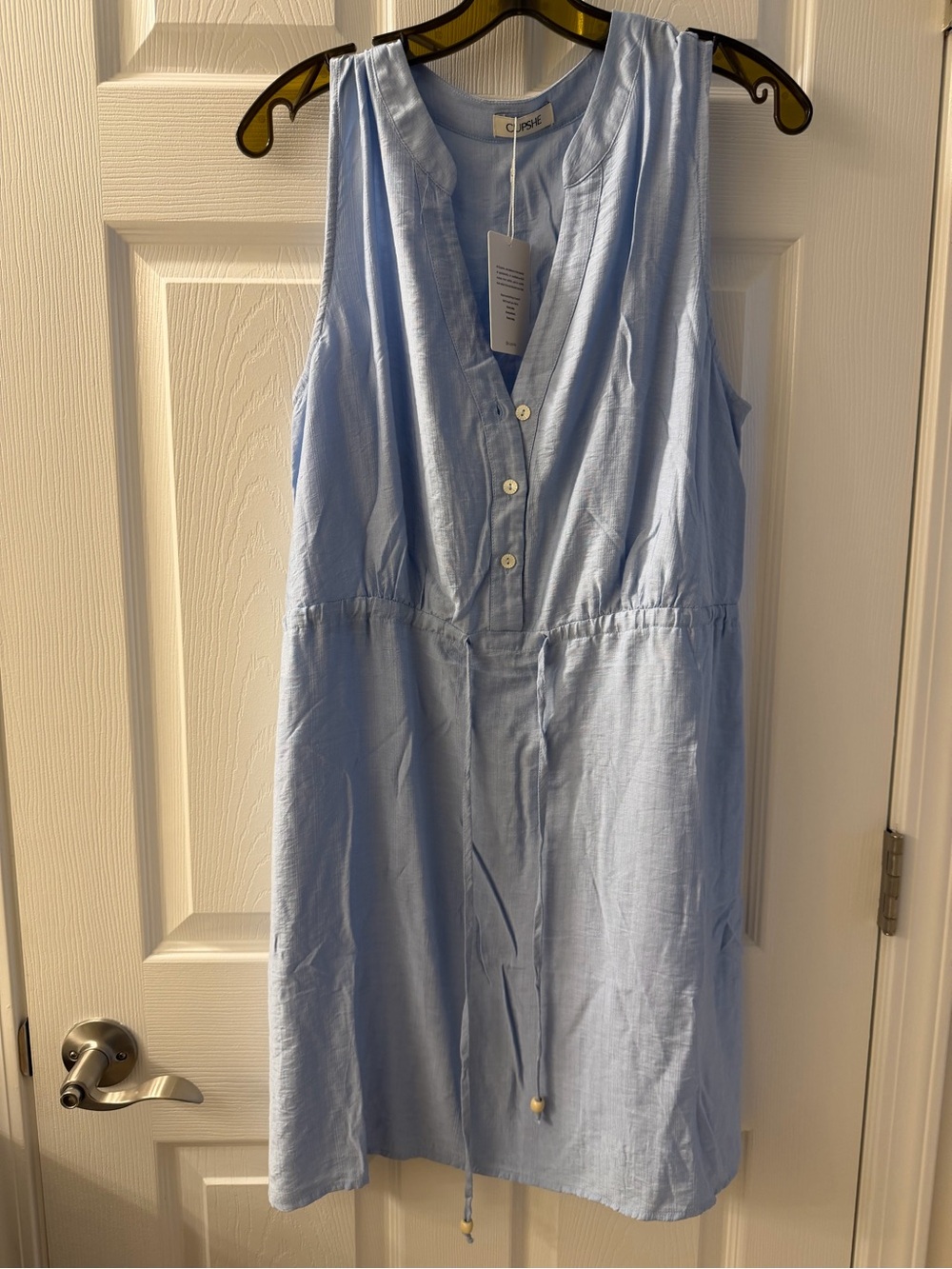Cupshe light blue  dress size large  with drawstring waist